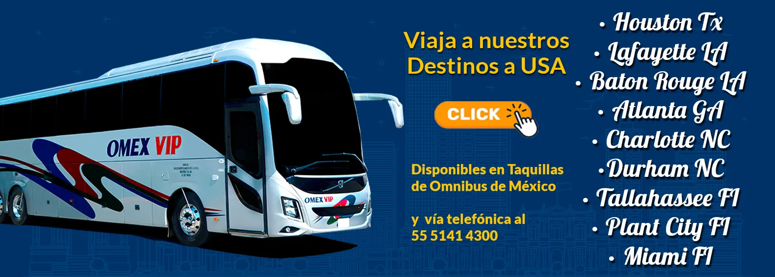 omnibus de mexico boletos de autobus a estados unidos houston, lafayette, baton rouge, atlanta, charlotte, durham, tallahassee, plant city, miami