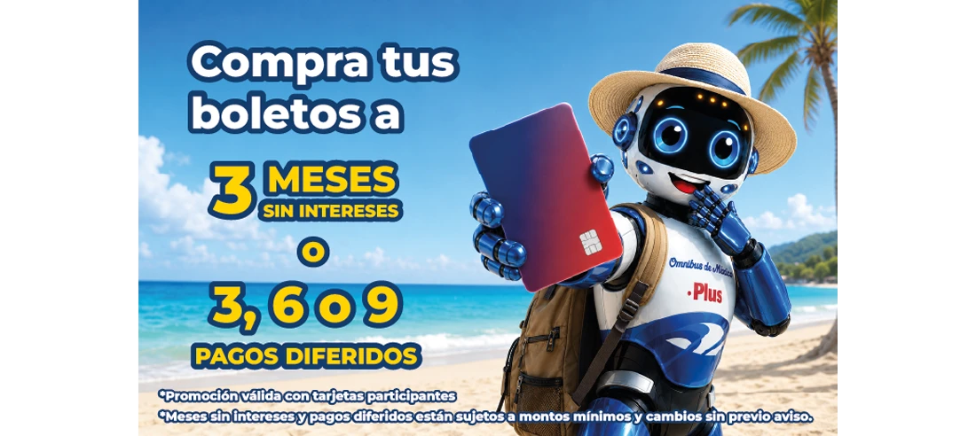 compra tus boletos a 3, 6 o 9 meses sin intereses